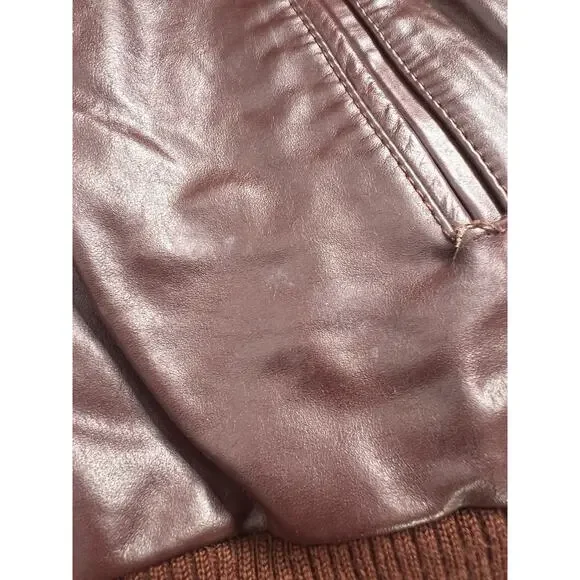 Vintage 70’s Berman’s Leather Burgundy Lined Bomber Jacket Size 42